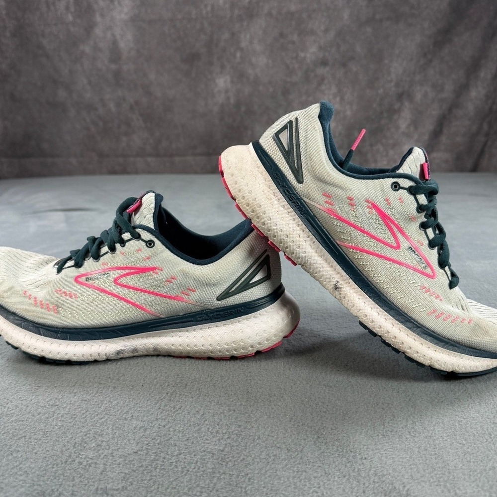 Brooks Glycerin 19 Womens Running Shoes Grey Pink Cushioned Trainers 1203431B064